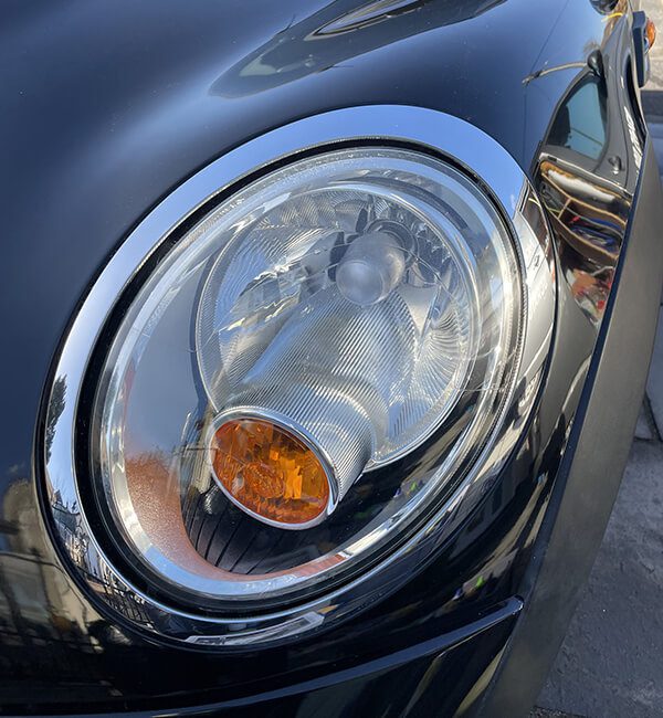 classic car headlight after repair